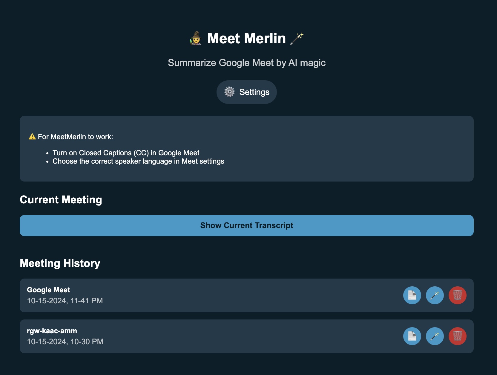 Meet Merlin Screenshot